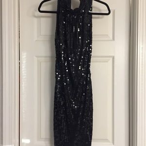 Black sequined mini dress